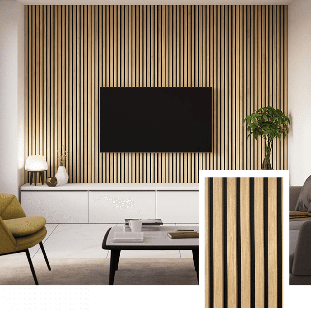 Walleu Acoustic Slat Panel — Light Oak
