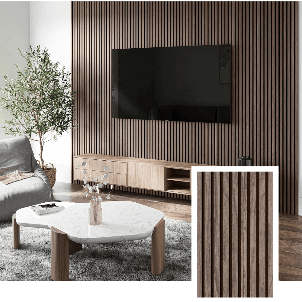 Walleu Acoustic Slat Panel — Walnut
